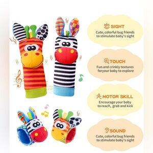 Baby Foot Socks Set, Infant rattle Socks and baby hand rattles wrist